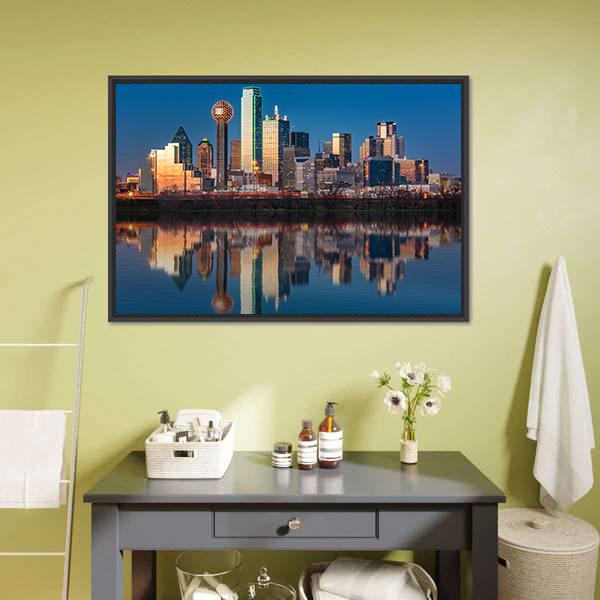 Dallas Skyline Canvas Wall Art-3 Horizontal-Gallery Wrap-25" x 16"-Tiaracle