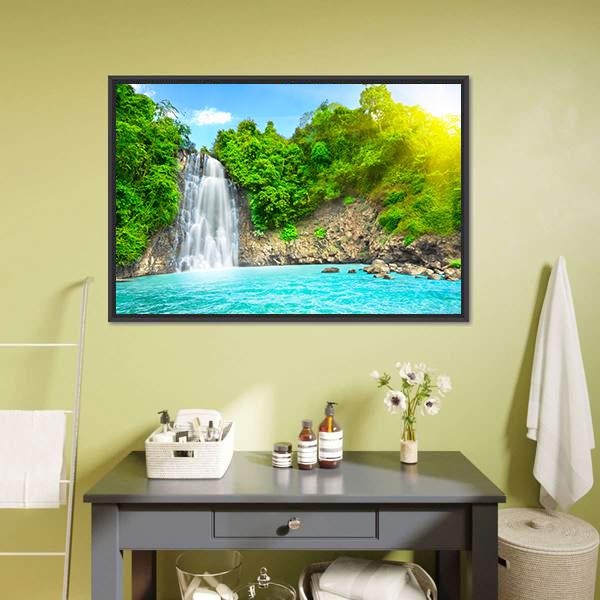 Dambri Waterfall Vietnam Canvas Wall Art-3 Horizontal-Gallery Wrap-25" x 16"-Tiaracle