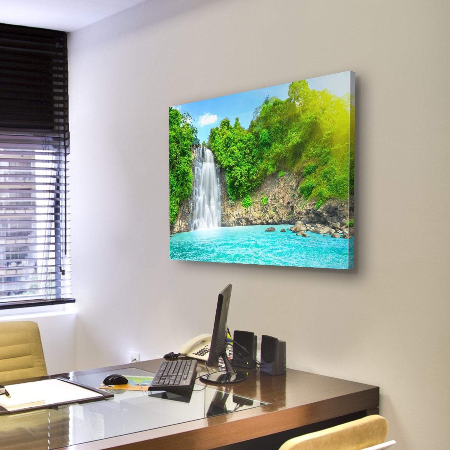 Dambri Waterfall Vietnam Canvas Wall Art-3 Horizontal-Gallery Wrap-25" x 16"-Tiaracle