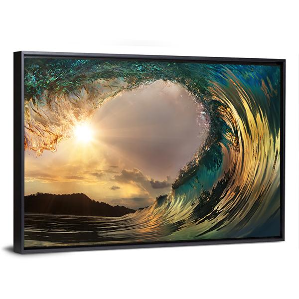 Dark Wave In Ocean Canvas Wall Art-5 Horizontal-Gallery Wrap-22" x 12"-Tiaracle