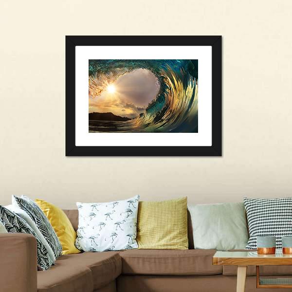 Dark Wave In Ocean Canvas Wall Art-1 Piece-Framed Print-20" x 16"-Tiaracle