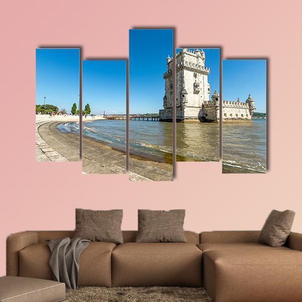 Belem Tower In Lisbon Canvas Wall Art-5 Pop-Gallery Wrap-47" x 32"-Tiaracle