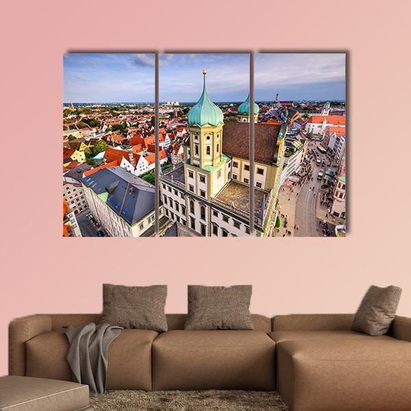 Augsburg Skyline Germany Canvas Wall Art-3 Horizontal-Gallery Wrap-25" x 16"-Tiaracle