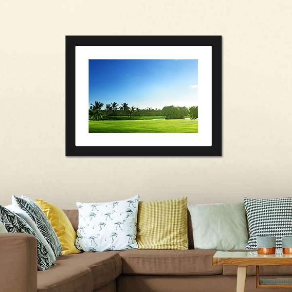 Day View Of Golf Course Canvas Wall Art-1 Piece-Framed Print-20" x 16"-Tiaracle