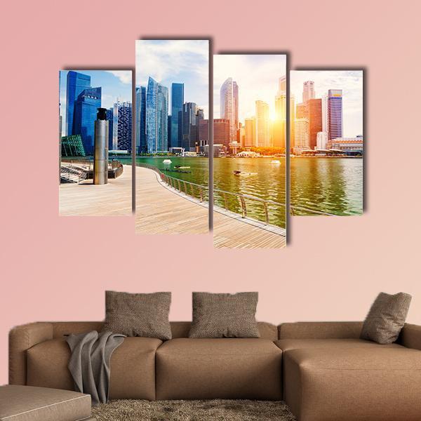 Singapore City Skyline Canvas Wall Art-4 Pop-Gallery Wrap-50" x 32"-Tiaracle