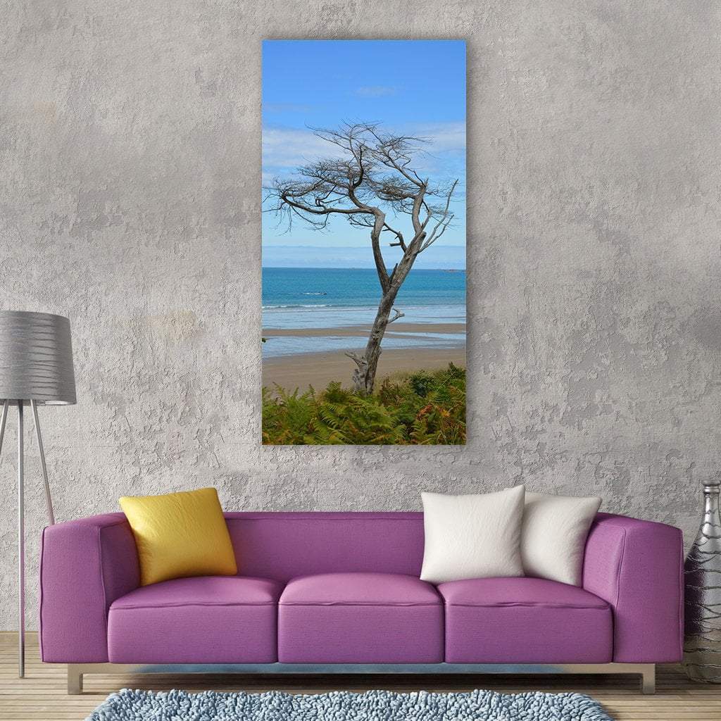 Dead Tree Near Seascape Vertical Canvas Wall Art-1 Vertical-Gallery Wrap-12" x 24"-Tiaracle