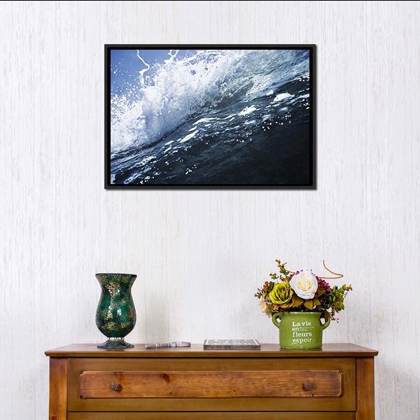 Deep Sea Wave Canvas Wall Art-1 Piece-Floating Frame-24" x 16"-Tiaracle
