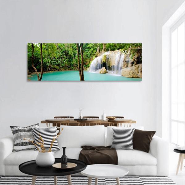 Forest Waterfall Thailand Panoramic Canvas Wall Art-1 Piece-36" x 12"-Tiaracle
