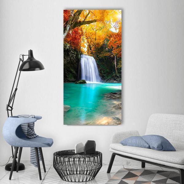 Deep Forest Waterfall Vertical Canvas Wall Art-1 Vertical-Gallery Wrap-12" x 24"-Tiaracle