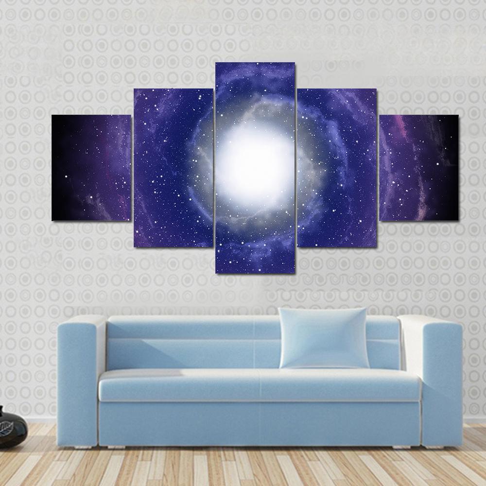 Deep Spiral Galaxy Canvas Wall Art-5 Star-Gallery Wrap-62" x 32"-Tiaracle