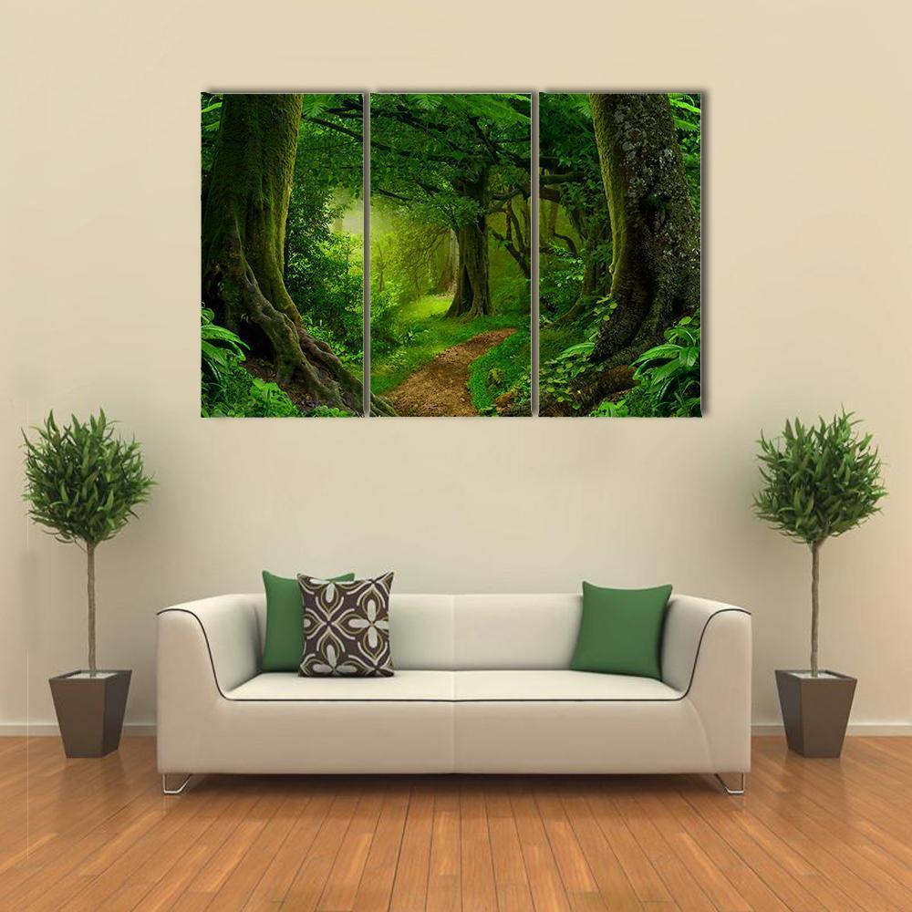 Deep Tropical Jungle Canvas Wall Art-3 Horizontal-Gallery Wrap-37" x 24"-Tiaracle