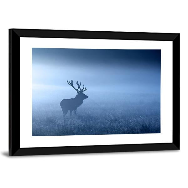 Deer In Fog Canvas Wall Art-5 Horizontal-Gallery Wrap-22" x 12"-Tiaracle