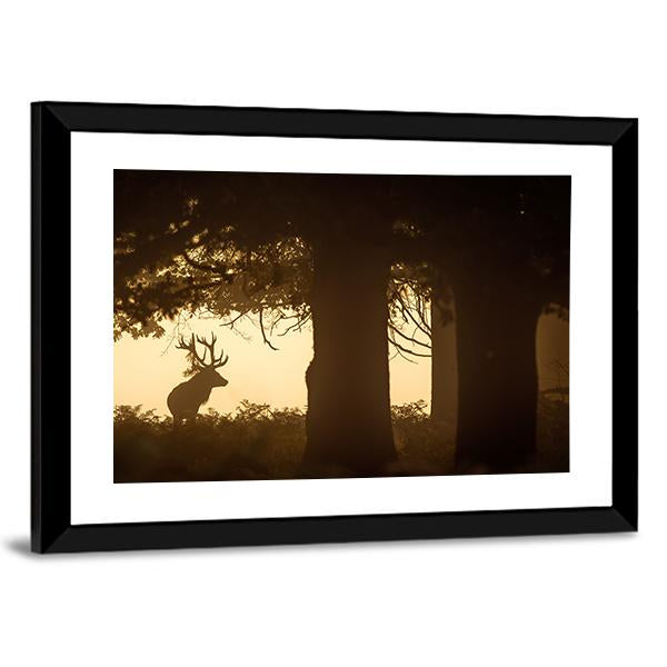 Deer Stag Silhouette Canvas Wall Art-5 Horizontal-Gallery Wrap-22" x 12"-Tiaracle