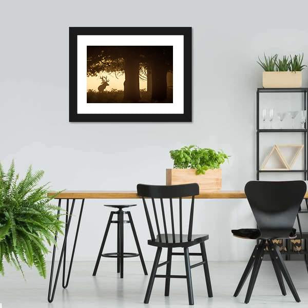 Deer Stag Silhouette Canvas Wall Art-5 Horizontal-Gallery Wrap-22" x 12"-Tiaracle