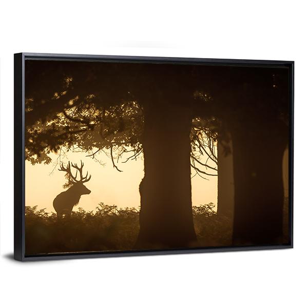Deer Stag Silhouette Panoramic Canvas Wall Art-1 Piece-36" x 12"-Tiaracle