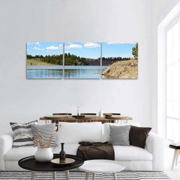 Deerfield Lake Panoramic Canvas Wall Art-3 Piece-25" x 08"-Tiaracle