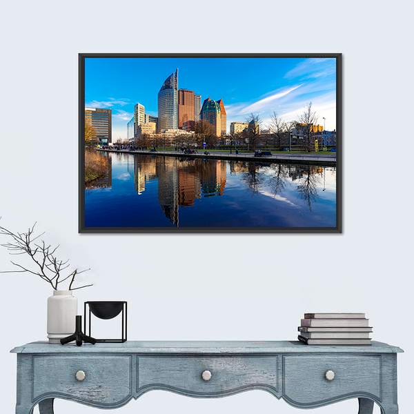 Den Haag Skyline Netherlands Canvas Wall Art-3 Horizontal-Gallery Wrap-25" x 16"-Tiaracle