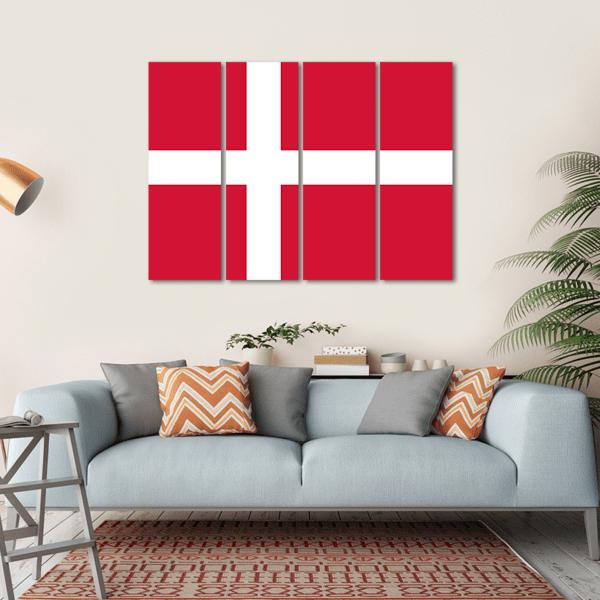 Denmark Flag Canvas Wall Art-4 Horizontal-Gallery Wrap-34" x 24"-Tiaracle