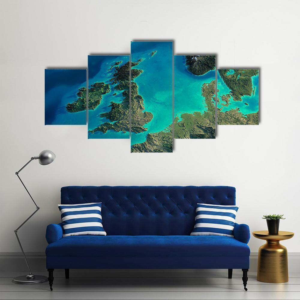 Denmark From Satellite Canvas Wall Art-5 Star-Gallery Wrap-62" x 32"-Tiaracle