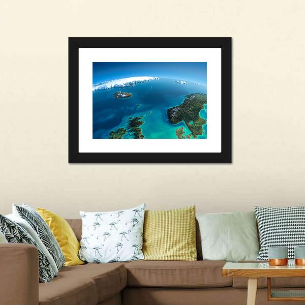 Denmark From Satellite Canvas Wall Art-1 Piece-Framed Print-20" x 16"-Tiaracle