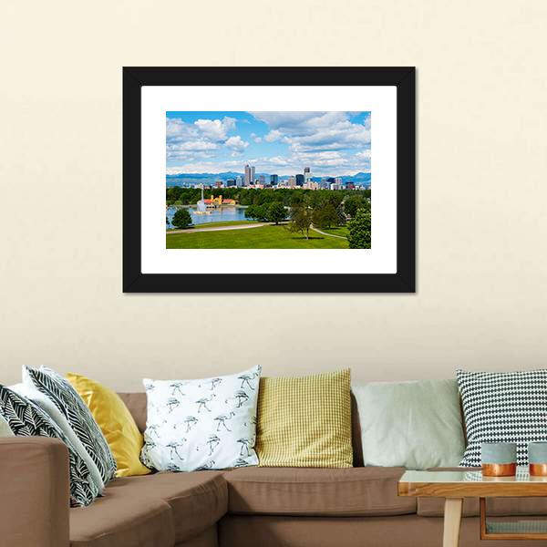 Denver Downtown Colorado Canvas Wall Art-1 Piece-Framed Print-20" x 16"-Tiaracle