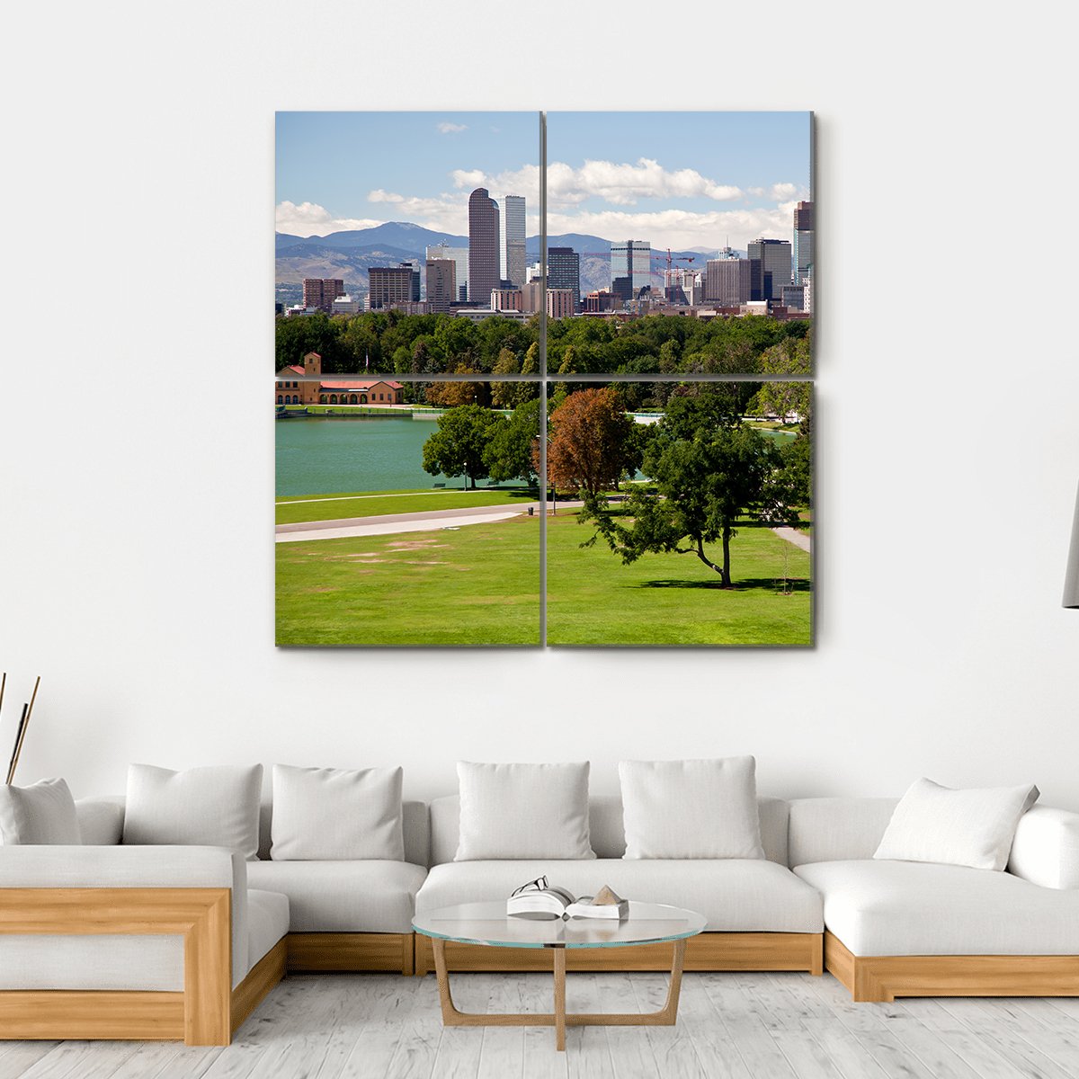 Denver Skyline Canvas Wall Art-4 Square-Gallery Wrap-17" x 17"-Tiaracle