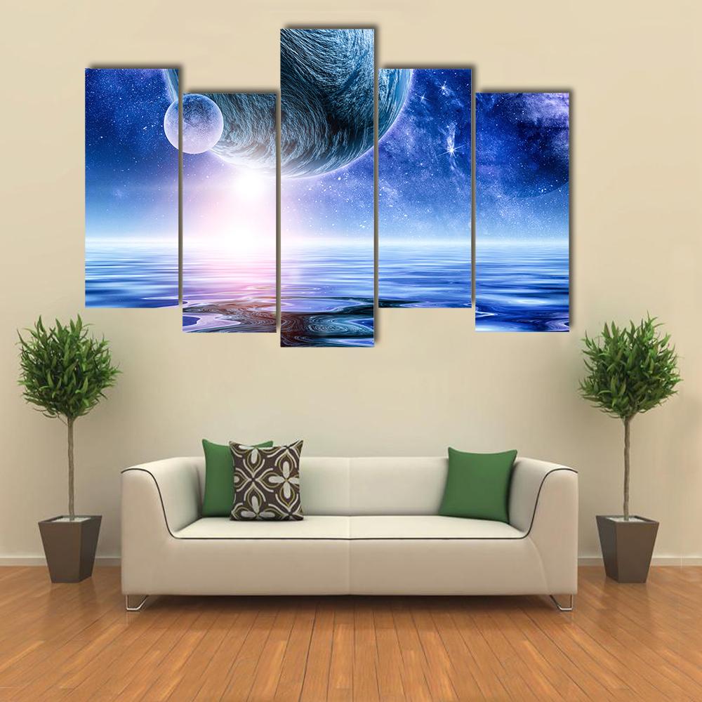 Deep Blue Space Canvas Wall Art-5 Pop-Gallery Wrap-32" x 21"-Tiaracle