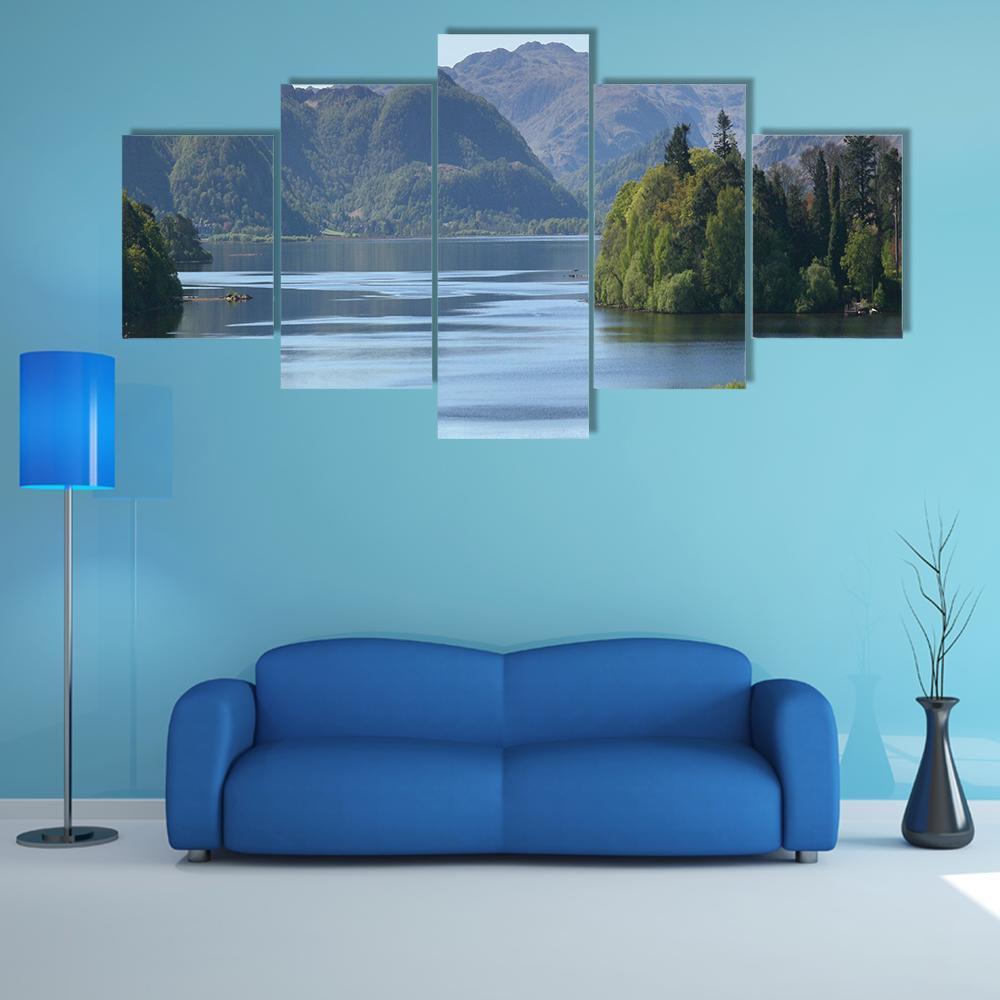 Derwent Water Lake UK Canvas Wall Art-5 Star-Gallery Wrap-62" x 32"-Tiaracle