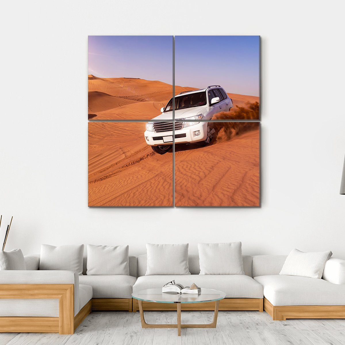 Desert SUVs Bashing Canvas Wall Art-4 Square-Gallery Wrap-17" x 17"-Tiaracle