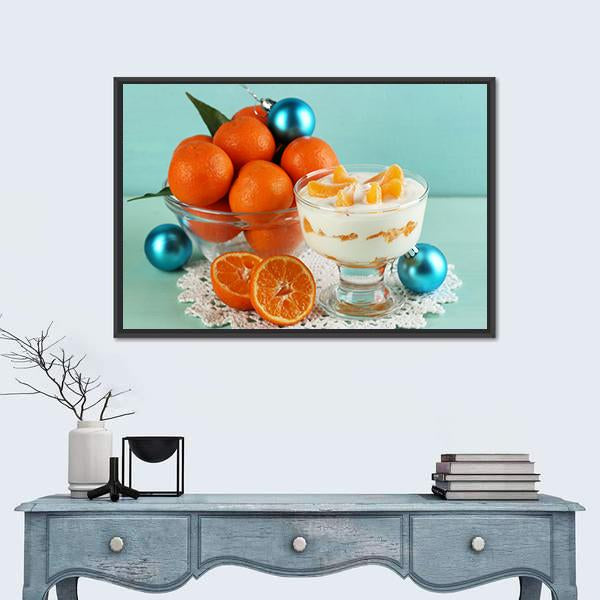 Dessert With Tangerine Canvas Wall Art-5 Horizontal-Gallery Wrap-22" x 12"-Tiaracle