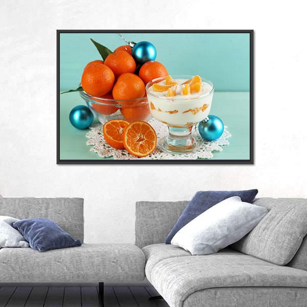 Dessert With Tangerine Canvas Wall Art-1 Piece-Floating Frame-24" x 16"-Tiaracle