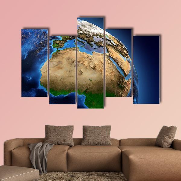Detailed Picture Of Earth Canvas Wall Art-5 Pop-Gallery Wrap-47" x 32"-Tiaracle