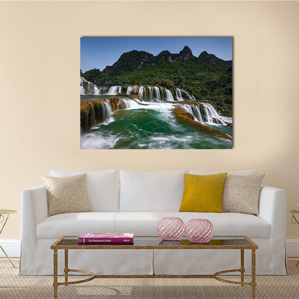 Detian Waterfall Canvas Wall Art-1 Piece-Gallery Wrap-48" x 32"-Tiaracle