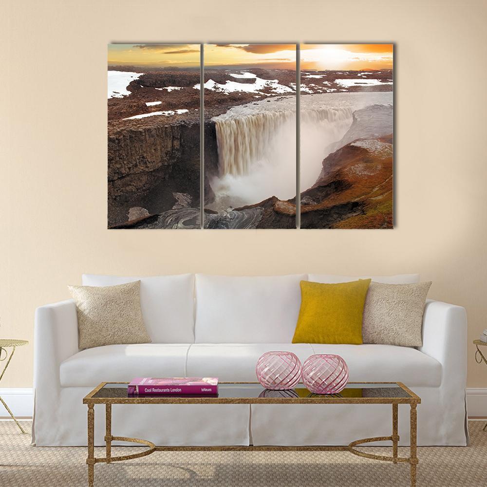 Dettifoss Waterfall Canvas Wall Art-3 Horizontal-Gallery Wrap-37" x 24"-Tiaracle