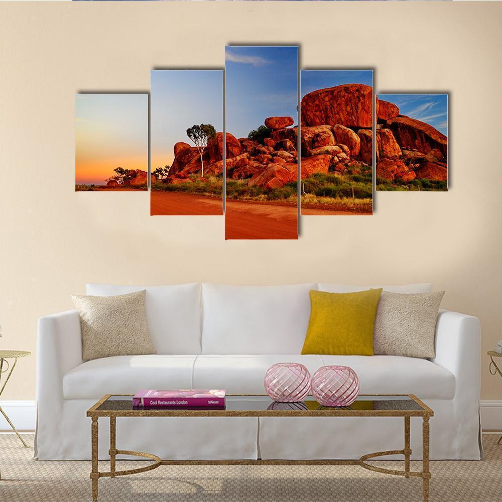 Devil Marbles Australia Canvas Wall Art-5 Star-Gallery Wrap-62" x 32"-Tiaracle
