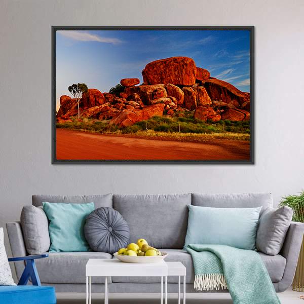 Devil Marbles Australia Panoramic Canvas Wall Art-1 Piece-36" x 12"-Tiaracle