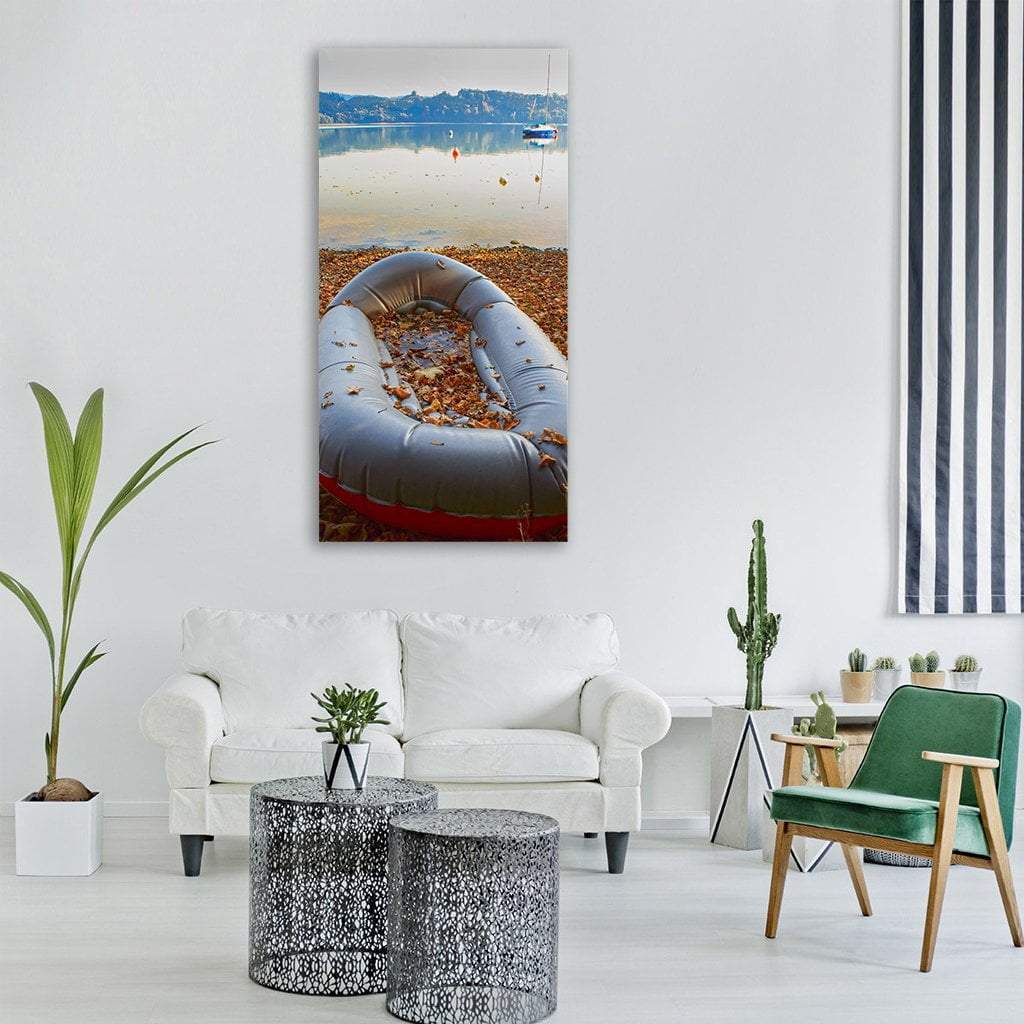 Rubber Boat Near Lake Vertical Canvas Wall Art-1 Vertical-Gallery Wrap-12" x 24"-Tiaracle