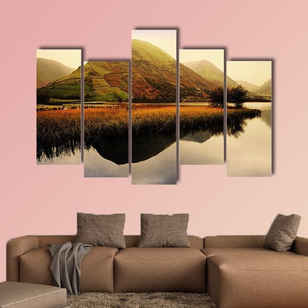 District Lake England Canvas Wall Art-5 Pop-Gallery Wrap-47" x 32"-Tiaracle