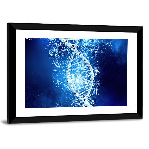 DNA Molecule In Water Canvas Wall Art-5 Horizontal-Gallery Wrap-22" x 12"-Tiaracle