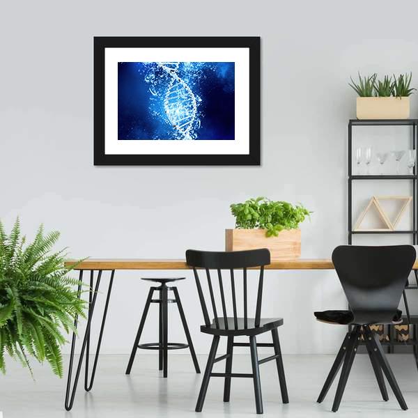 DNA Molecule In Water Canvas Wall Art-3 Horizontal-Gallery Wrap-25" x 16"-Tiaracle