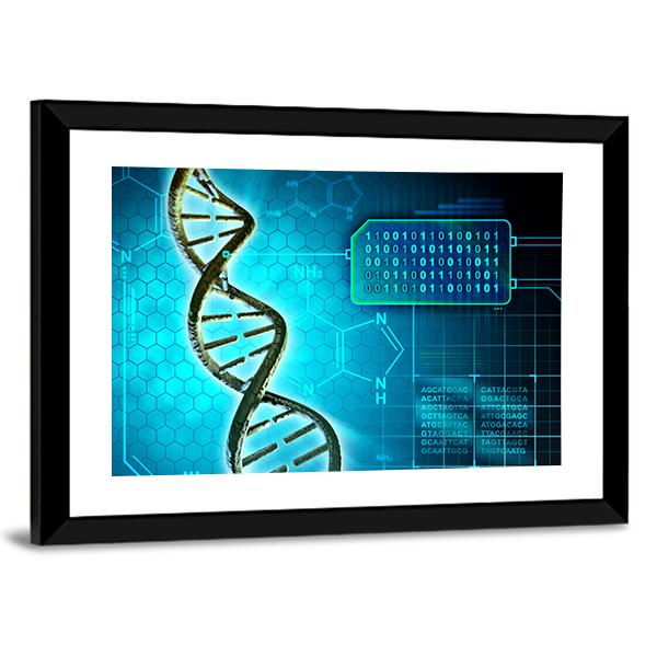 DNA Structure & Binary Code Canvas Wall Art-3 Horizontal-Gallery Wrap-25" x 16"-Tiaracle