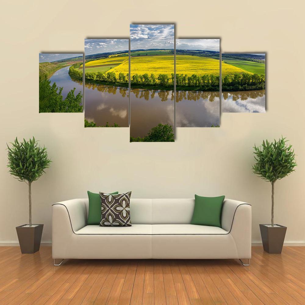 Dniester River Valley Canvas Wall Art-5 Star-Gallery Wrap-62" x 32"-Tiaracle
