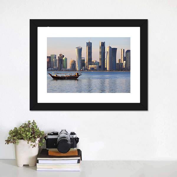 Doha City Skyline Canvas Wall Art-3 Horizontal-Gallery Wrap-25" x 16"-Tiaracle
