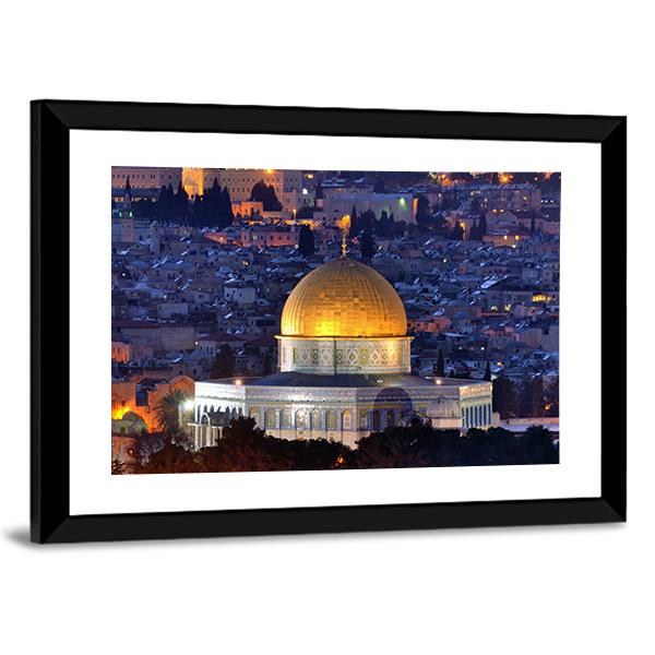 Dome Of Rock Jerusalem Canvas Wall Art-5 Horizontal-Gallery Wrap-22" x 12"-Tiaracle