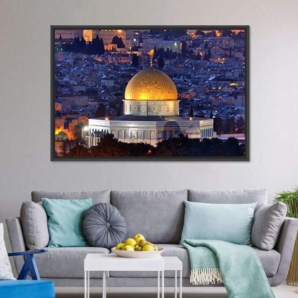 Dome Of Rock Jerusalem Vertical Canvas Wall Art-3 Vertical-Gallery Wrap-12" x 25"-Tiaracle