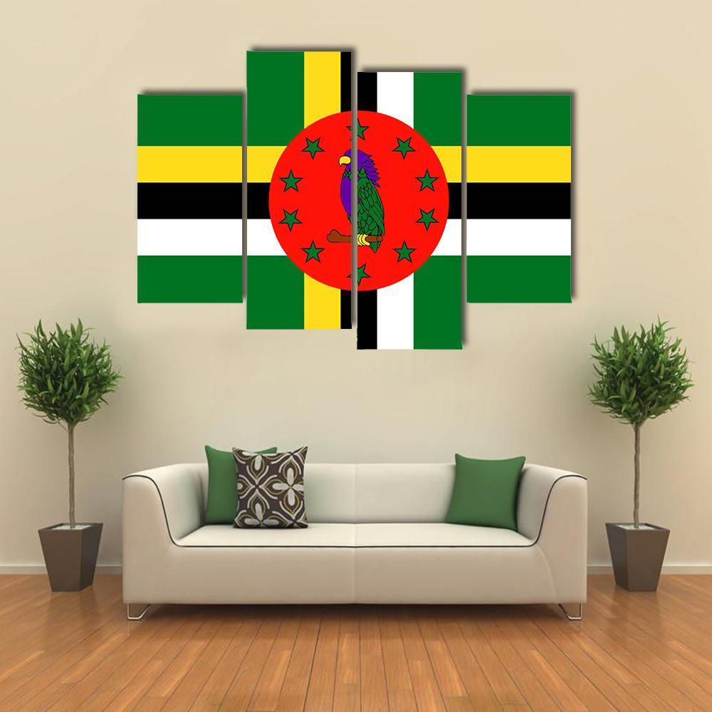 Dominica Flag Canvas Wall Art-4 Pop-Gallery Wrap-50" x 32"-Tiaracle