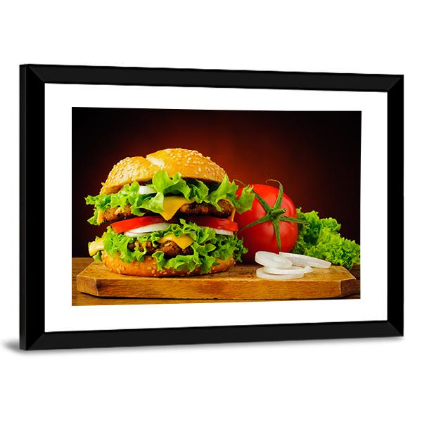 Double Cheeseburger Canvas Wall Art-3 Horizontal-Gallery Wrap-25" x 16"-Tiaracle