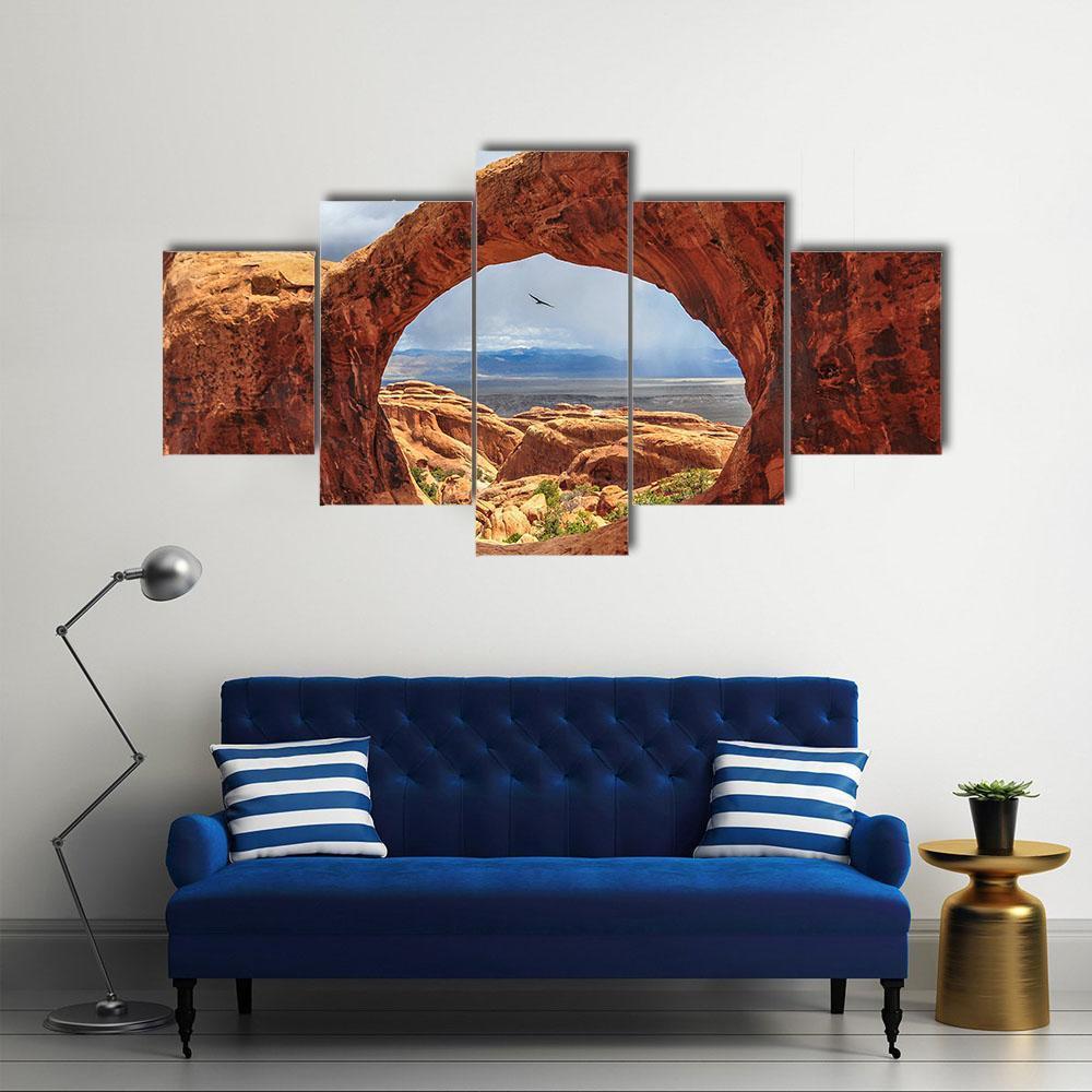 Double O Arch Utah Canvas Wall Art-5 Star-Gallery Wrap-62" x 32"-Tiaracle