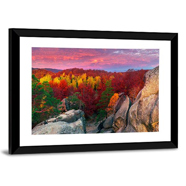 Dovbush Rocks Bubnyshche Panoramic Canvas Wall Art-1 Piece-36" x 12"-Tiaracle