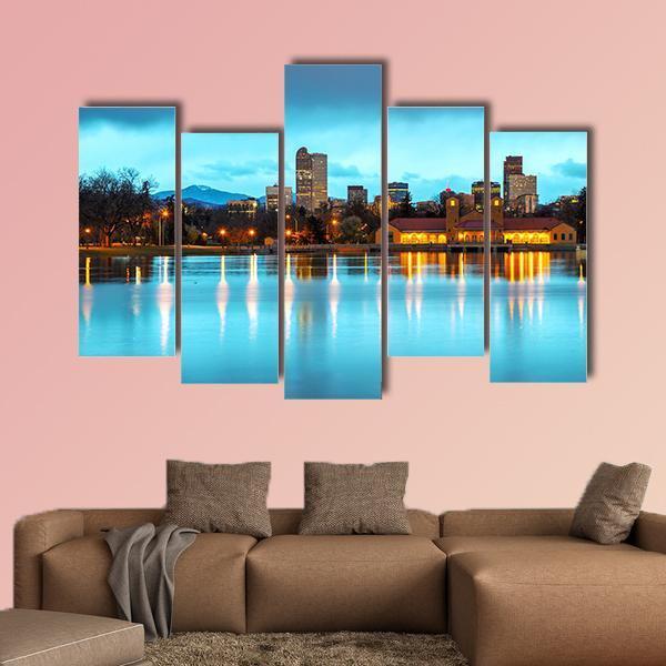 Downtown Denver Colorado Canvas Wall Art-5 Pop-Gallery Wrap-47" x 32"-Tiaracle